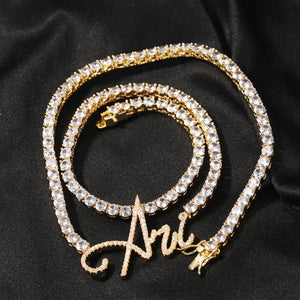 Slim Cursive on Tennis Chain