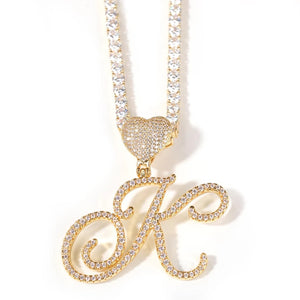 Glamorous Heart Cursive Initial Chain